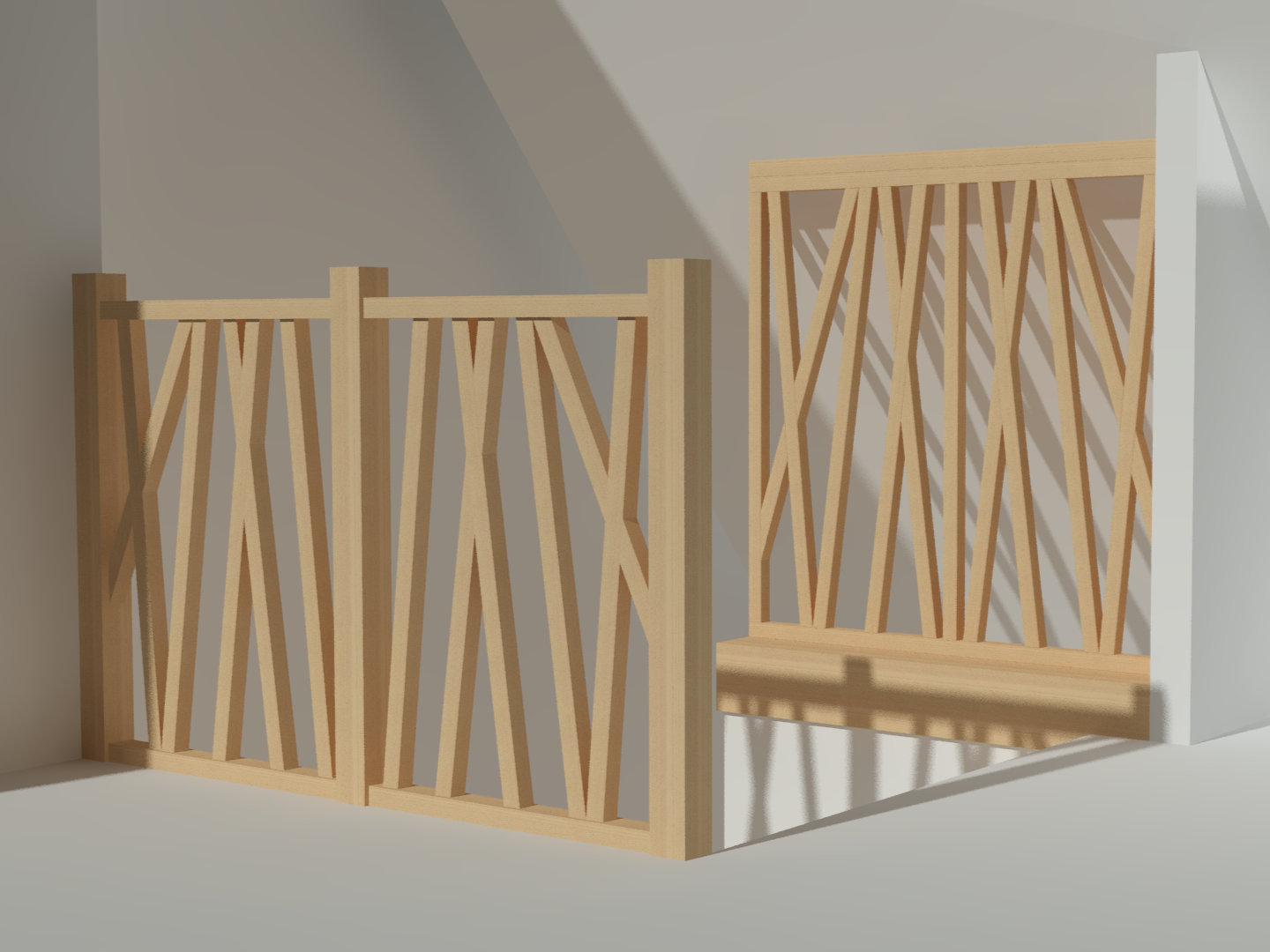 Rendu 3D d'un garde-corps et claustra